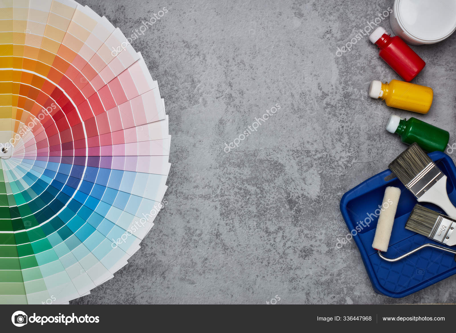 Color Palette Guide Painting Accessories Paint Brushes Roller Cans Paint  Stock Photo by ©PantherMediaSeller 336447968